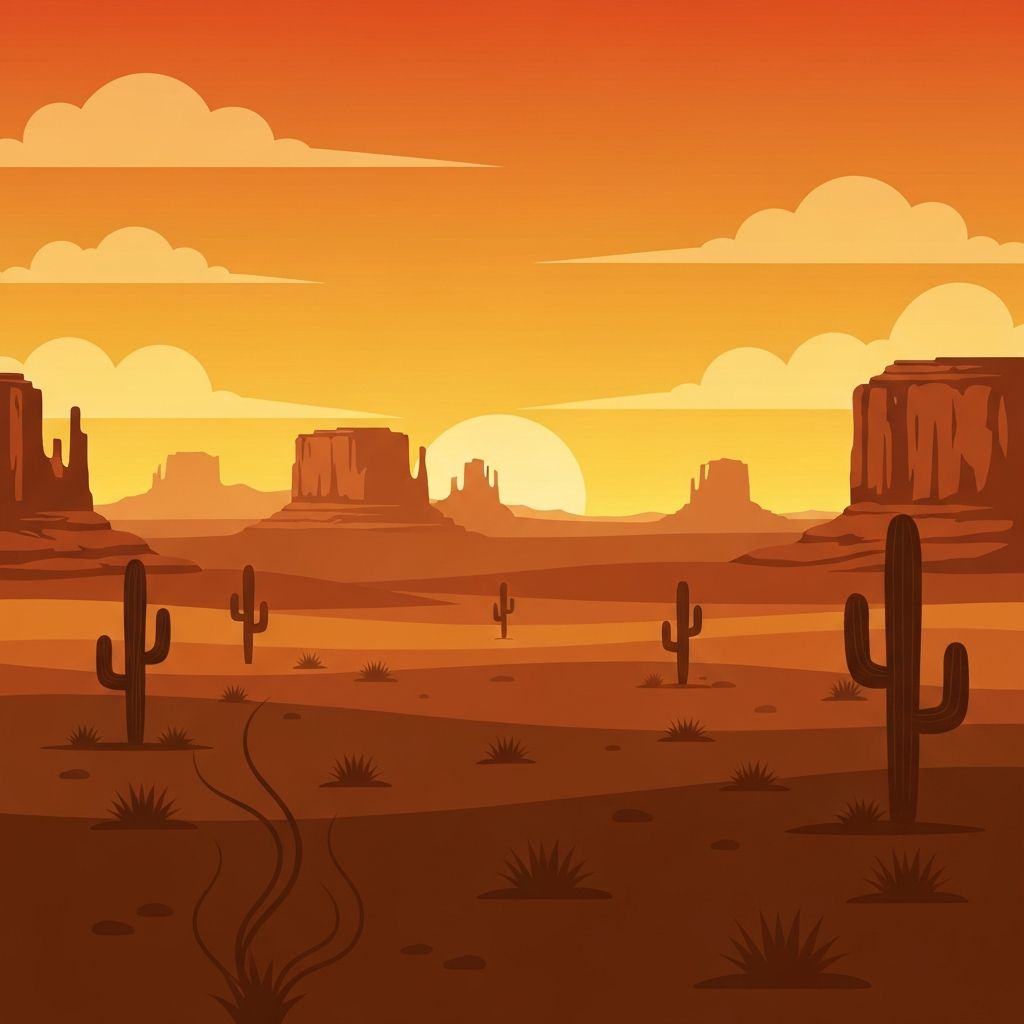 Western desert sunset landscape